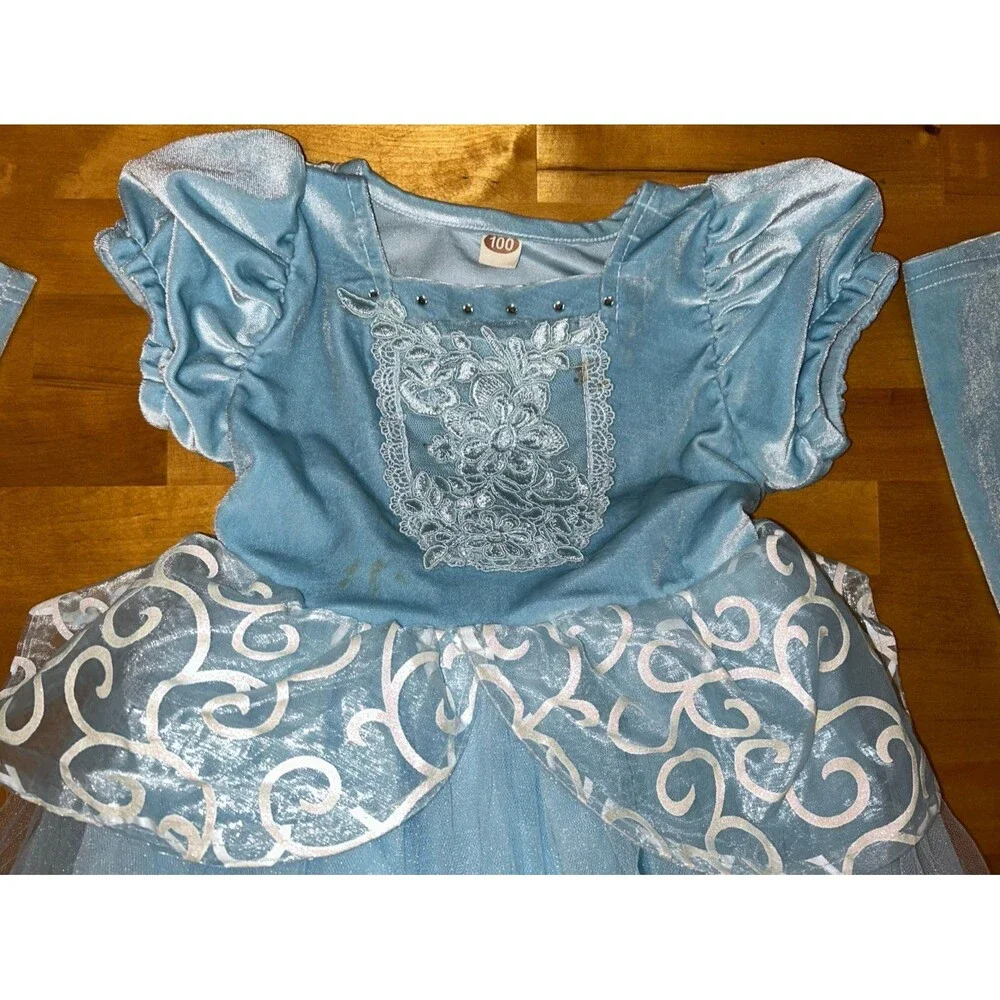 Girls Frozen Inspired Dress Up Costume Dress With Accessories For 3-4 Year Old